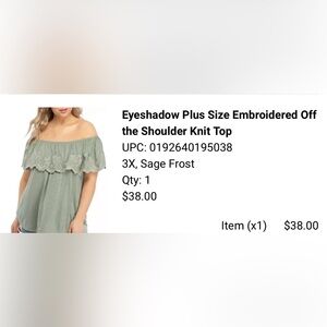 Mint Off The Shoulder Embroidered Top from Belk